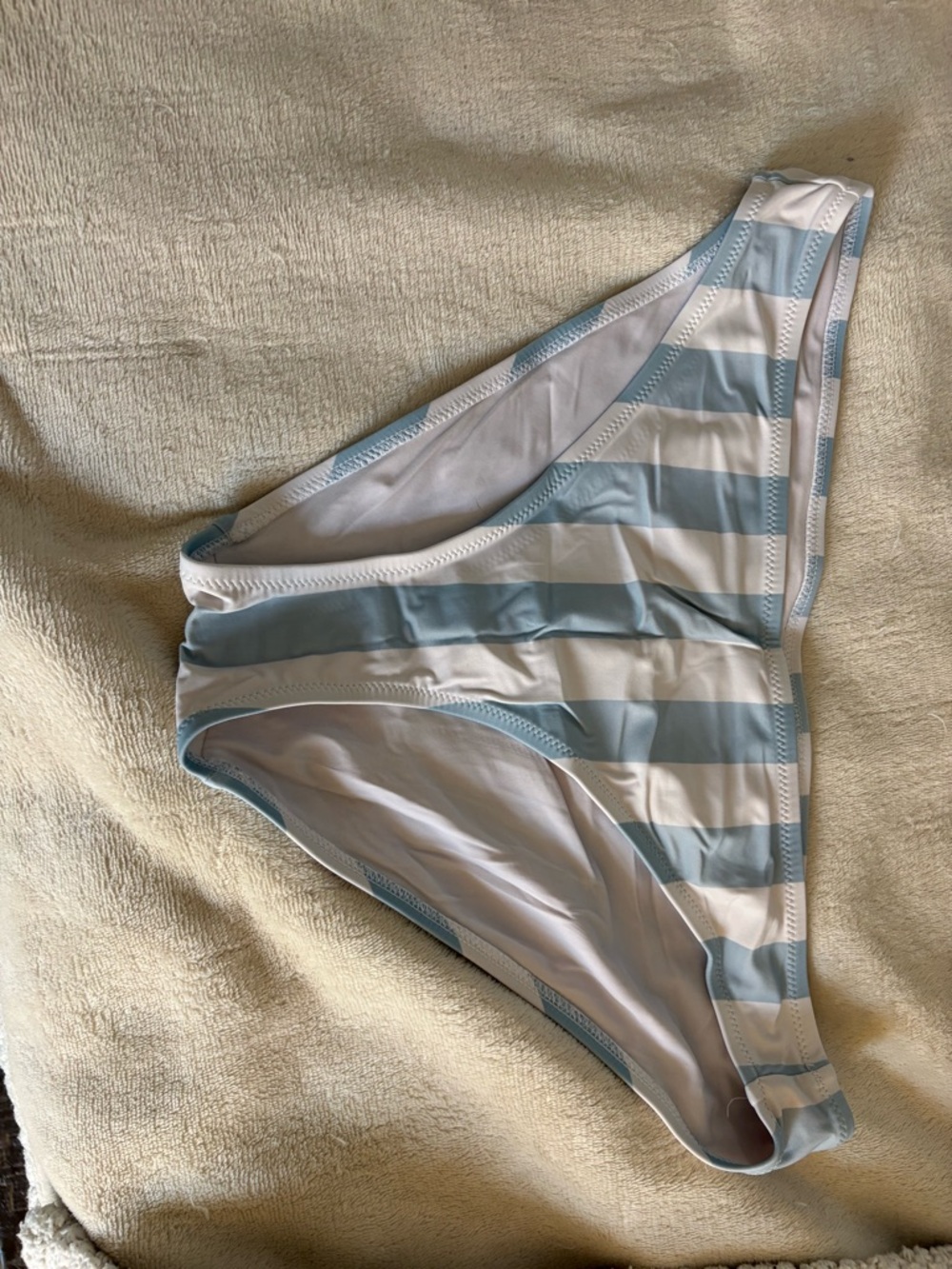 Lively Striped Triangle Bikini Set in Light Blue and White - Picture 3 of 3